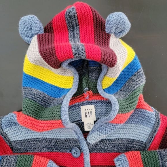 Baby Gap Bear Hooded Sweatshirt 0-3 Months - Picture 4 of 6